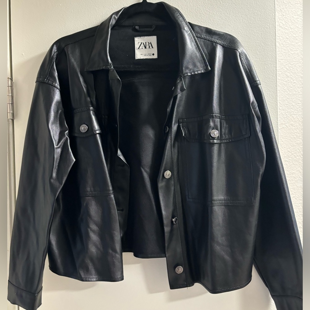 Zara black leather jacket